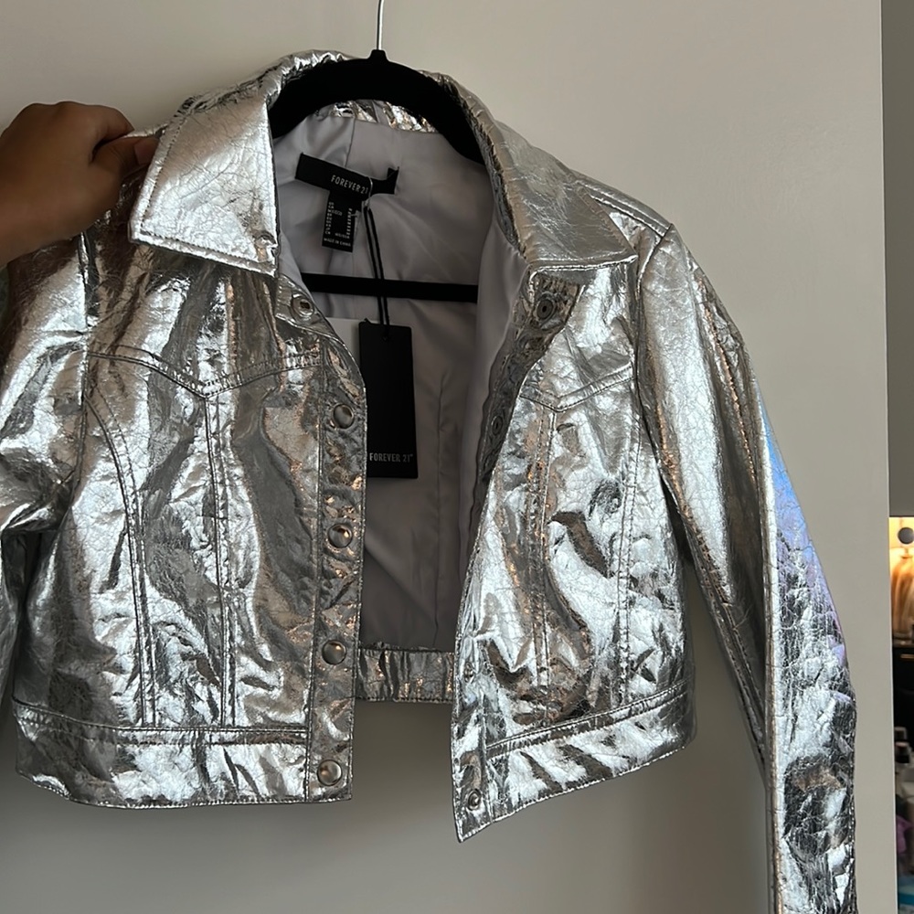 Silver cropped forever 21 jacket